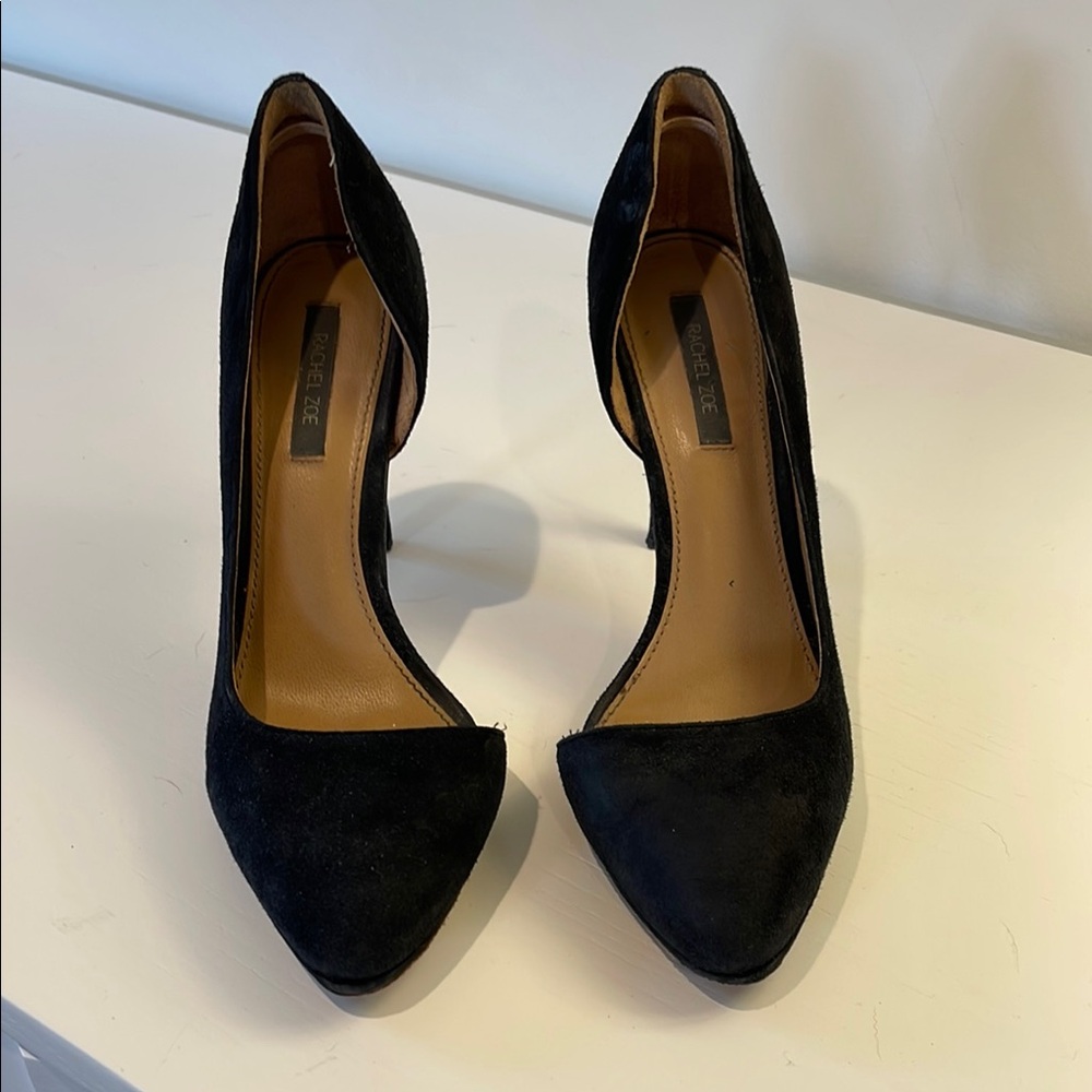 Rachel Zoe Black Suede Closed Toe Heels